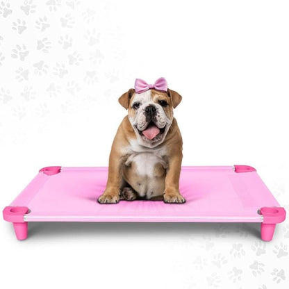 Acrimet Cooling Elevated Pet Dog Bed Cot, Washable and Breathable Mesh Fabric, Stainless Steel Frame, Indoor & Outdoor Use, (Size: 40”x 24”) (Pink Color) (1 Unit)