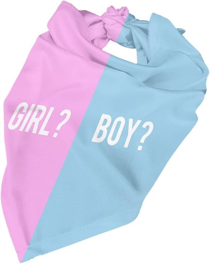 He Or She What Will It Be? Gender Reveal/Baby Announcement Dog Bandana,Pet Neckerchief for Pets Daily Wear Photo Prop Party Supplies (Pink/Blue-1)