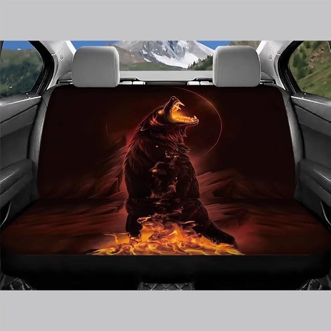 Doojoayie Cool Wolf Print Back Seat Dog Cover for Car