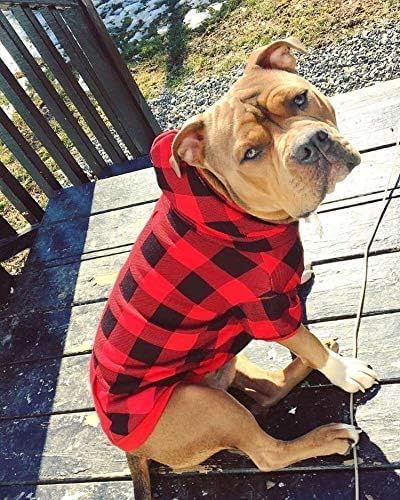 KOOLTAIL Plaid Dog Hoodie Pet Clothes Sweater with Hat and Pocket for Small Medium Large Size Dogs