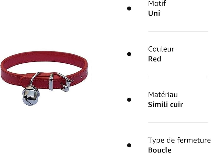 Red Leather Pet Collars for Cats,Baby Puppy Dog,Adjustable 8"-10.5" Kitten Collar with Bell