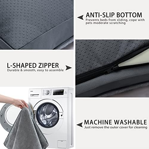 Orthopedic Dog Bed Waterproof Deluxe Plush Dog Beds with Removable Washable Cover Anti-Slip Bottom Pet Sleeping Mattress for Large 21 x 13 inch,