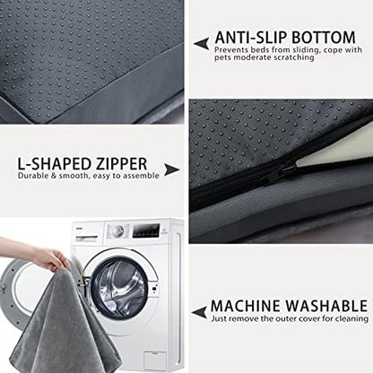 Orthopedic Dog Bed Waterproof Deluxe Plush Dog Beds with Removable Washable Cover Anti-Slip Bottom Pet Sleeping Mattress for Large 21 x 13 inch,
