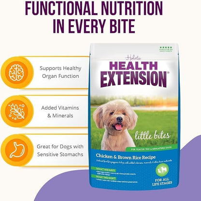 Health Extension Little Bites Chicken & Brown Rice Dry Dog Food (4 lb / 1.8 Kg) - Natural with Probiotics and Superfoods for Teacup, Toy & Small Breeds (Pack of 6)