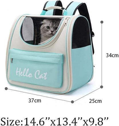 Fat Cat Carrier Backpack for Small Dogs, YUOCT Foldable Padded Back Support Puppy Pet Rucksack Carrier for Hiking, Walking, Cycling, Outdoor, Hospitable, in Car Up to 8KG (Green)