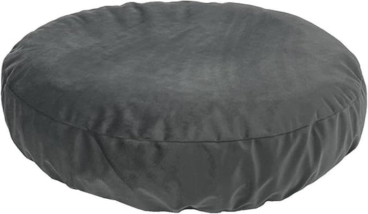 Round Dog Bed Cover Washable Grey Velvet 30 Inch