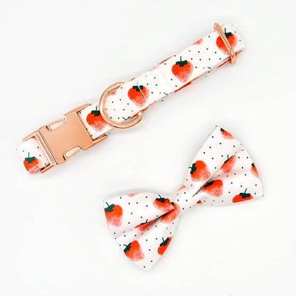 Strawberry Dog Bow Tie Dog Collar Accessory
