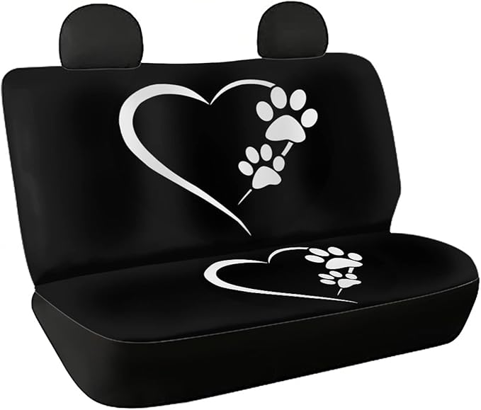 Mumeson Dog Paw Heart Print Rear Seat Covers