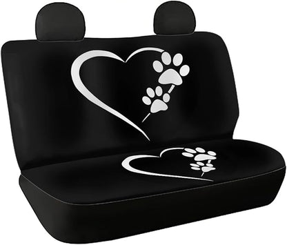 Mumeson Dog Paw Heart Print Rear Seat Covers