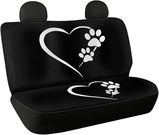 Mumeson Dog Paw Heart Print Rear Seat Covers