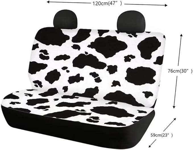 Doojoayie Black and White Cow Print Back Seat Cover Pet Dog Car Seat Cover Travel Waterproof Back Seat Protector Mat Universal Fit Fabric Bench Automotive Seat Covers fits Most Cars