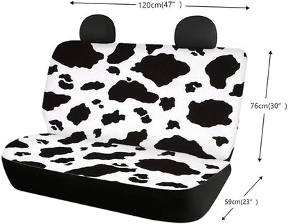 Doojoayie Black and White Cow Print Back Seat Cover Pet Dog Car Seat Cover Travel Waterproof Back Seat Protector Mat Universal Fit Fabric Bench Automotive Seat Covers fits Most Cars