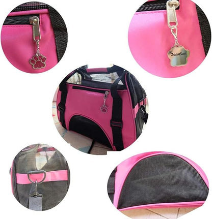 Cat Carrier,Soft-Sided Pet Travel Carrier for Cats,Dogs Puppy Comfort Portable Foldable Pet Bag Airline Approved (Small Rosered)