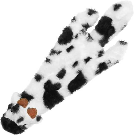 Best Pet Supplies 2-in-1 Stuffless Squeaky Dog Toys with Soft, Durable Fabric for Small, Medium, and Large Pets, No Stuffing for Indoor Play, Holds a Plastic Bottle - Cow, Medium