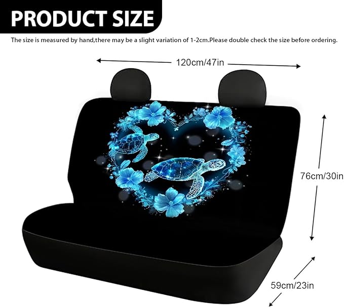 AFPANQZ Sea Turtle Print Car Rear Seat Covers 2Pcs Blue