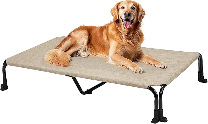 Veehoo Elevated Dog Bed 47" x 29", Beige