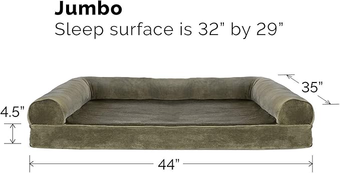 Furhaven Orthopedic Dog Bed for Large Dogs w/ Removable Bolsters & Washable Cover 95 lbs