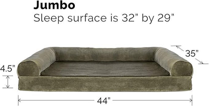 Furhaven Orthopedic Dog Bed for Large Dogs w/ Removable Bolsters & Washable Cover 95 lbs