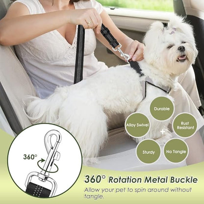 SlowTon Dog Seat Belt Harness for Car, Dog Car Harness Adjustable Mesh Breathable & Dog Seatbelt Safety Tether with Elastic Bungee for Small Medium Large Pets(Black, Single Clip, S)