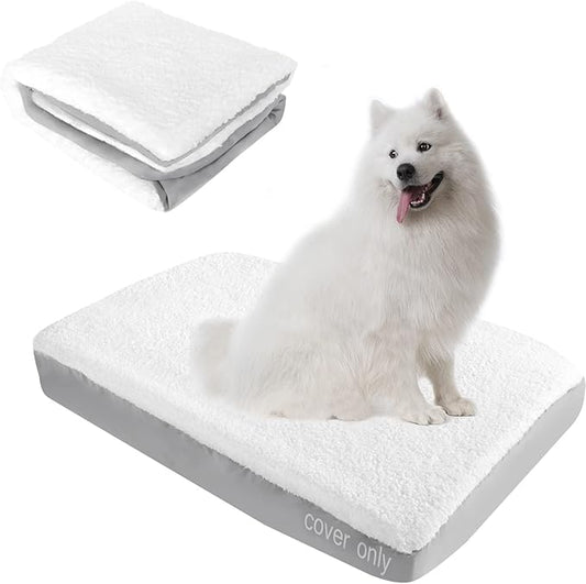 Dog Bed Covers Replacement Washable (Cover Only), Waterproof Warm Dog Mattress Cover Plush Dog Bed Cover-Easy to Remove, Plush Dog Pillow Cover, Soft and Comfortable Puppy Pet Bed Cover