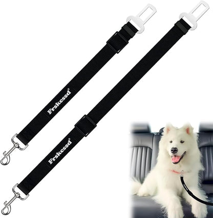 2 PCS Dog Seat Belt for Car Frskcssd Adjustable Dog Car Harness Heavy Duty Nylon Dog Safety Seat Belt Durable Pet Seat Belts for Small & Large Dogs Supports All Cars Quick & Easy Installation (Black)