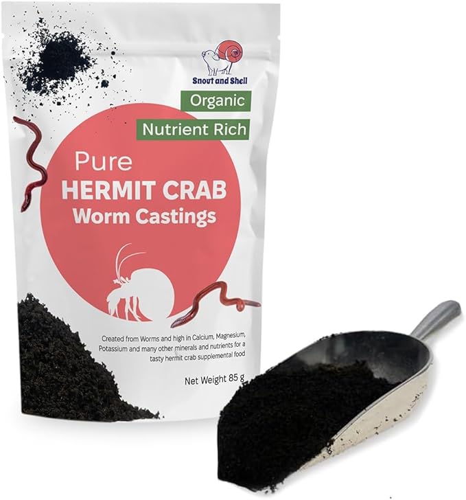 Snout and Shell Organic Pet Hermit Crab Greensand Food Supplement & Worm Castings (Worm Castings) 85 Grams