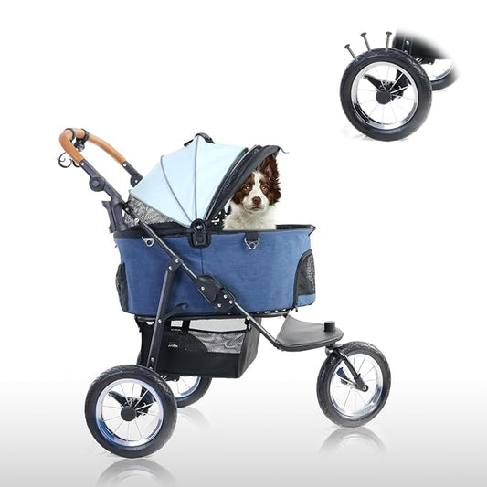 626W Upgradede Dog Stroller for Medium Dog Rope,3in1 Cat 3 Wheels