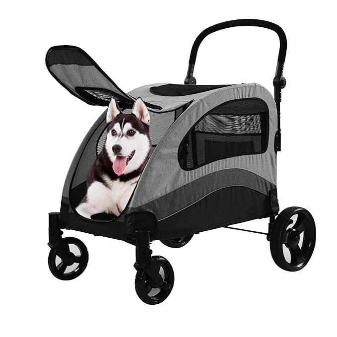 Large Dog Stroller-4 Wheel Pet Stroller Suitable for Medium to Large Dogs or 2 Dogs Stroller,132lbs Capacity,for