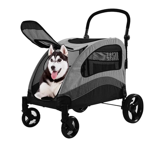 Large Dog Stroller-4 Wheel Pet Stroller Suitable for Medium to Large Dogs or 2 Dogs Stroller,132lbs Capacity,for