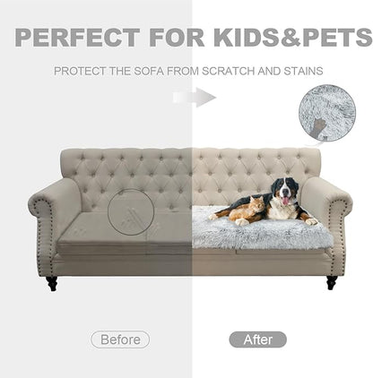 Waterproof Dog Bed Cover, Soft Plush Pet Blanket with Anti-Slip Back for Bed Couch Sofa, Furniture Protector for Small, Medium and Large Dogs and Cats (Magic Gray, 82"x120")