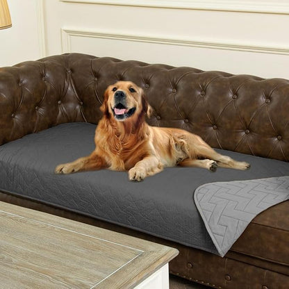 Ameritex 100% Waterproof Dog Bed Blankets double Sided Dog Couch Cover Knurling Pattern pet bed cover Reversible Furniture Couch Sofa Car for Puppy Kids (30x70 Inch(Pack of 1), Darkgrey/lightgrey)