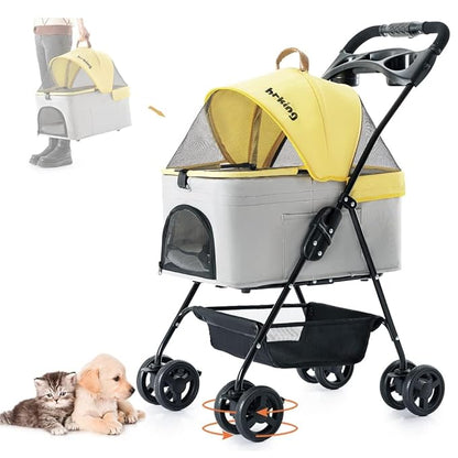 3 in 1 Pet Stroller for Small Dogs and Cats 4 Wheels