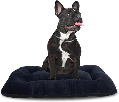 24x18 Dog Bed for Crate Washable,Puppy Bed for Crate 24inch Luxury Faux Fur Soft Cozy Pet Bed for 25lb Dog,24 Inch Dog Crate Bed with Anti-Slip Bottom Calming Anti Anxiety Comfortable Sleep(Navy Blue)