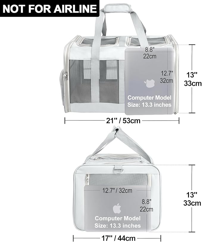 Rolling Cat Carrier for Two Cats with Wheels - Double Compartment Cat Carrier for 2 Large Cats - Pet Carrier on Wheels for 2 Cats - 21" x 17" x 13",Not Airline Approved