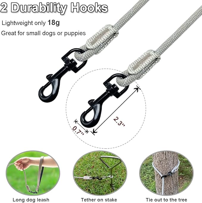 Long Leash for Small Dogs 8FT/12FT/20FT/30FT/50FT/65FT/75FT/100FT Reflective