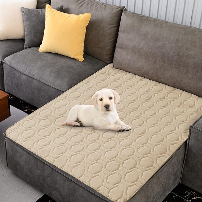 Waterproof and Non-Slip Dog Bed Cover and Pet Blanket Sofa Pet Bed Mat ，car Incontinence Mattress Protectors Furniture Couch Cover for Most Cats Dogs Pets（52x82-Beige）