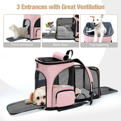 Lekereise Pet Carrier Backpack Expandable Cat Backpack for Small Dogs Cats, Dog Backpack Bag with Breathable Mesh, Pink