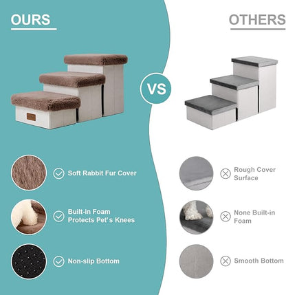 C0ZY KISS Dog Storage Stairs for Couch 14" H 24.8x13x13.58in, Brown, 3 Tiers