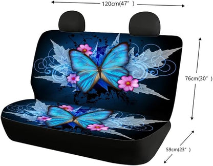 Tupalatus Auto Backing Bench Seats Covers Blue Butterfly