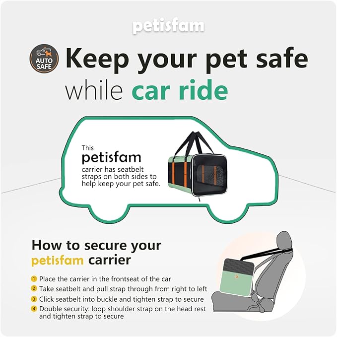 petisfam Easy Load Pet Carrier for Large, Medium Cats, 2 Cats and Small Dogs with Comfy Bed. Easy to Get Cat in, Escape Proof, Easy Storage, Washable, Safe and Comfortable for Vet Visit and Car Ride