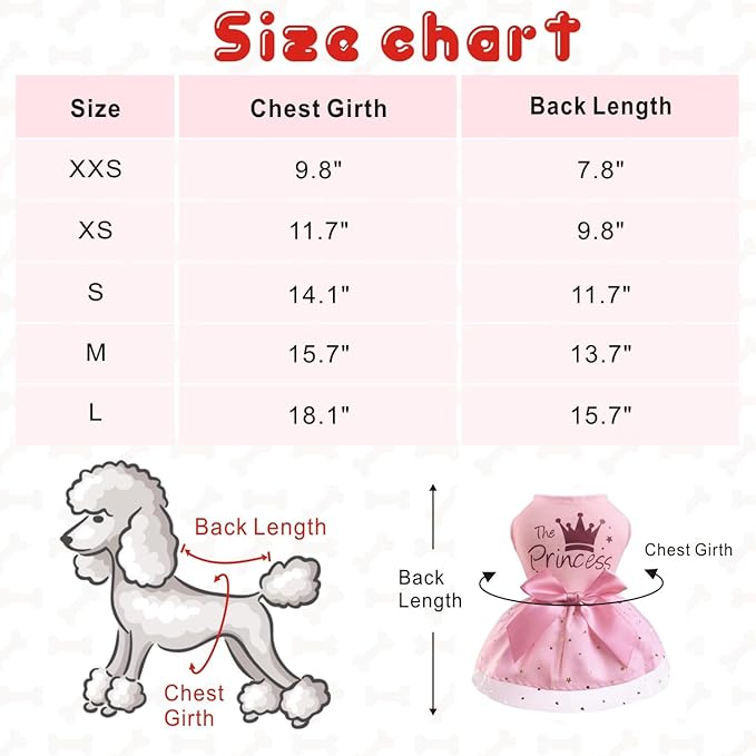 Idepet Princess Dog Dress Tulle Puppy Skirt Pet Apparel Dog Tutu with Bowknot
