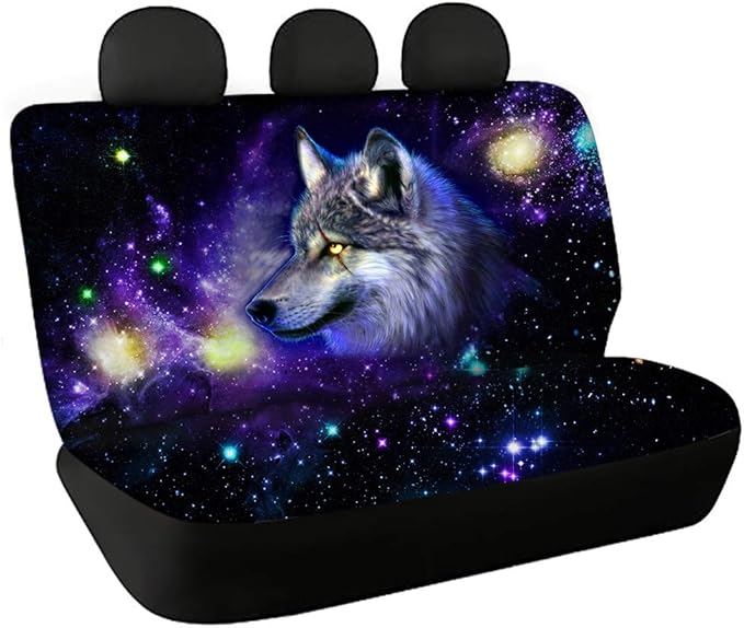 COEQINE Wolf Print Car Seat Covers Full Set for Women 2 Pcs