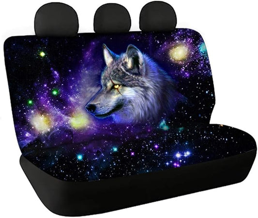 COEQINE Wolf Print Car Seat Covers Full Set for Women 2 Pcs