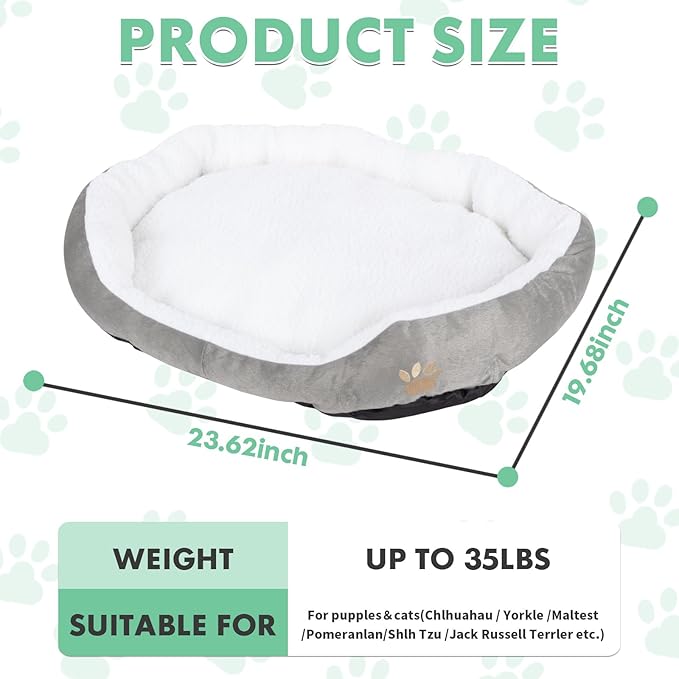 ShellKingdom Medium Dog Bed 35lbs, 23.62 19.68INCH (Grey)