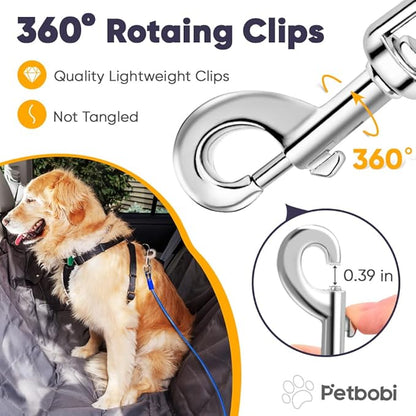 Petbobi Dog Seat Belt for Car - Chew Proof Durable Dog Seatbelt Tether for Small Medium Large Dogs - Metal Vehicle Harness Restraint with Double Clips and Latch - Dog Car Leash for Safety Travel