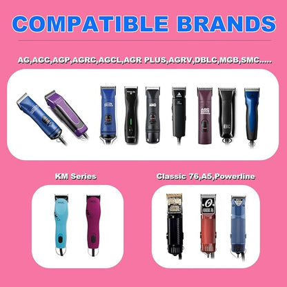 TRAH 10#/4FC/5FC/7FC Blade Dog Grooming Clipper Replacement Ceramic Blades Compatible with Andis Dog Clippers,Most A5, KM Series Clippers,Cut Length (1.5mm) to 3/8"(9.5mm), Silver 4 Pack