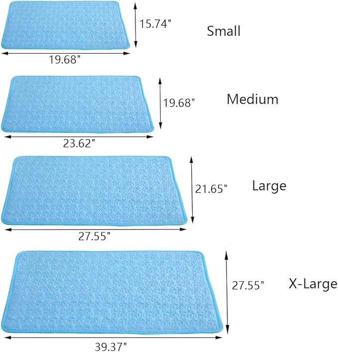 YOGURTCK Dog Cooling Mat, Soft Machine Washable Comfortable Silk for Dogs Cats Bed Cooling Pad, Keep Cool and Comfortable Summer Pet Supplies (L-27.55" x 21.65")