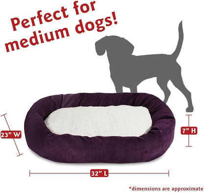 32 inch Aubergine Villa Collection Sherpa Bagel Dog Bed