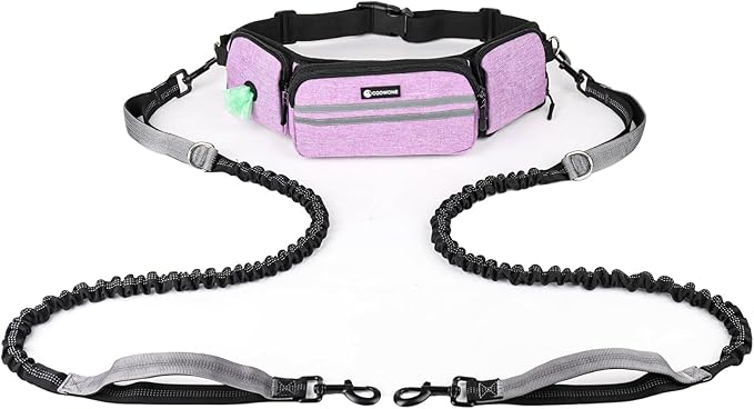 Hands Free Dog Leash with Dog Walking Fanny Pack for Large Medium Small Dogs