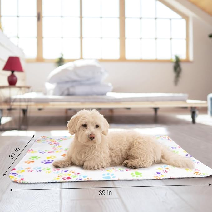 EAGMAK Cute Dog Cat Fleece Blankets with Paw Prints for Kitten Puppy and Small Animals Pack of 6 (Black 39 * 31Inch